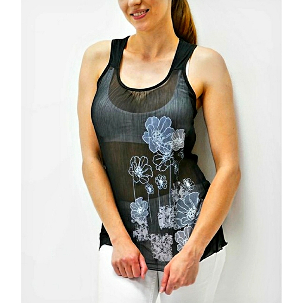 Sheer Blouse Accented With Flower Design